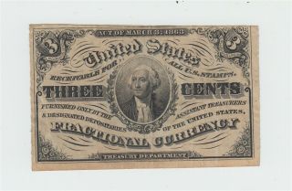 Fr.  1226 Fractional Currency 1863 3 Cents 3c Note Third Issue George Washington