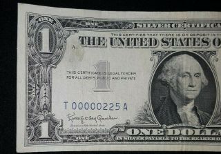 $1 Dollar Low Serial Number Bill Silver Certificate Fancy Serial Number 3