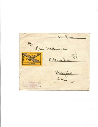 China 1929 Wengwai,  Manchukuo To Shanghai Air Mail Label - Terra Asia,  Shanghai