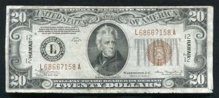 Fr.  2305 1934 - A $20 Twenty Dollars “hawaii” Frn Federal Reserve Note