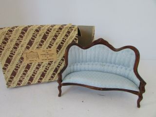 Concord 6867 Miniature Dollhouse Furniture Victorian Loveseat Blue Damask L165c
