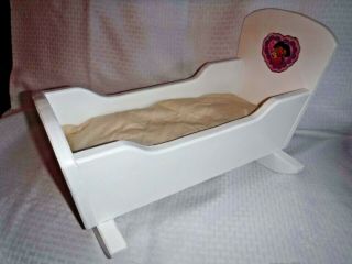 Vintage Rocking Baby Doll Bed Solid Wood Toy Cradle Crib W Mattress