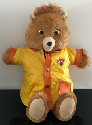 Vintage 1984/1985 Teddy Ruxpin Worlds Of Wonder Bear With Rain Coat