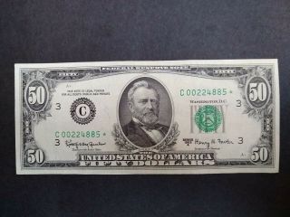 1963 A $50 Federal Reserve (star Error) Note - Ser C00224885 - Crisp
