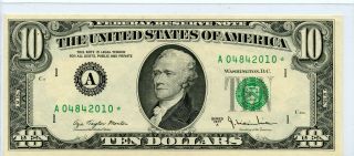 1977 A 10 Dollar Bill Federal Reserve Note Star 2010 Boston