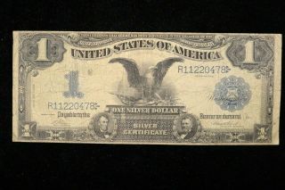 1899 $1 Large Silver Certificate Fr 228 Strong Fine " Affordable Black Eagle "