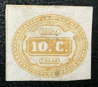 Italy.  1863.  Segnatasse 10 Cent Mng.  Sassone 1.  Cat.  Val.  1650 Euros.