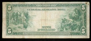 1914 5 Dollar Federal Reserve Note Circulated 2