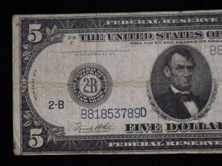 1914 5 Dollar Federal Reserve Note Circulated 3