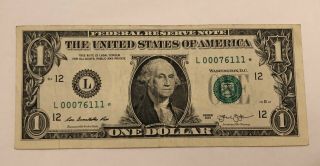 Very Rare 80,  000 Run 2013 $1 Dollar Star Note Low Serial Number 80k Low Print