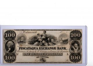 1800s $100 Portsmouth,  Nh Piscataqua Exchange Bank Nh285 - G14 Cu 19 - C294