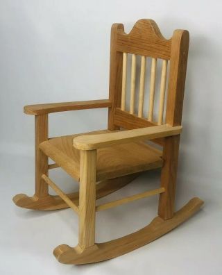 Handmade Light Wood Wooden Doll Teddy Bear Rocking Chair 13 "