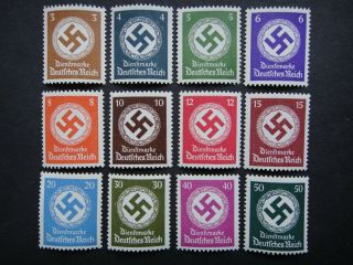 Germany Nazi 1942 Official Stamps Mnh Swastika Third Reich German Wwii
