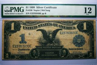 1899 $1 Black Eagle Silver Certificate.  Pmg 12 Fine