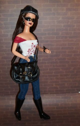 1998 Harley Davison Brown Hair Barbie Doll Restyled Ooak - 426 -
