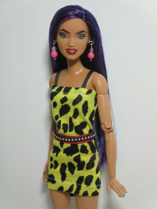 Ooak Barbie Doll,  Reroot And Repaint,  Made To Move Articulated,  Purple Hair