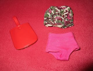 Vtg Ideal Tammy Fashion Doll Beach Party 2 Pc Swim Suit Pink Flower Red Tote