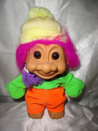 Russ Adorable Troll Bundled Up In Winter Clothes 7 " Tall