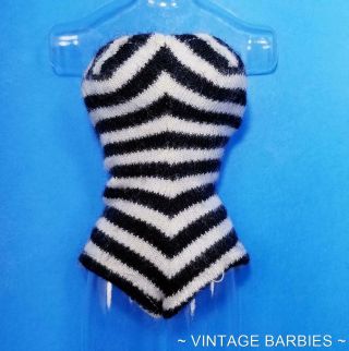 Barbie Doll Black & White Zebra Swimsuit Minty Vintage 1960 