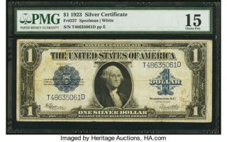 Fr.  237 $1 1923 Silver Certificate Pmg Choice Fine 15