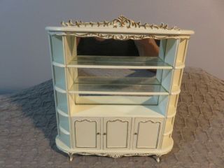 Dollhouse Miniature Bespaq Hutch White And Gold With Mirrors