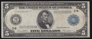 Us 1914 $5 Frn York District Fr 851a Vf (088)