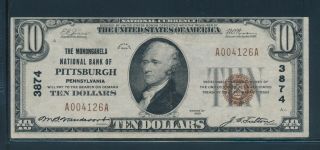 Fr1801 - 1 Ch 3874 $10 1929 National Bank Of Pittsburgh,  Pa Choice Xf Bu7979