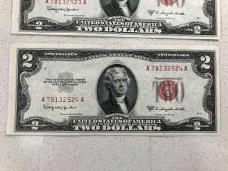 1953 Two Dollar Bill Red Seal,  Set Of 6,  Uncirculated And In Sequential Order 2