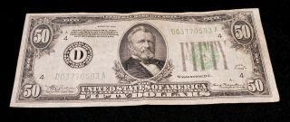 Series Of 1934 U.  S.  Fifty Dollars Federal Reserve Note Cleveland