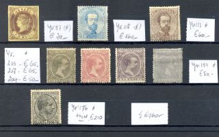 Spain 8 Classic Stamps - Yvert Cv € 760 - - /  /0 - - Mixed Quality
