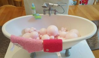 American Girl Doll Bubble Bath Tub With Accessories