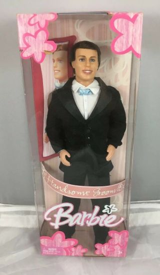Barbie Handsome Groom Ken Doll G9073 Wedding Black Tuxedo Root Hair 2004 Mattel