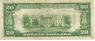 1934 A $20 DOLLAR BILL WWII HAWAII BROWN SEAL NOTE CURRENCY PAPER MONEY 2