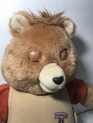Vintage 1985 Teddy Ruxpin Bear Animal Doll toy w/Vest/Excl. 2
