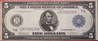 1914 U.  S.  $5 Blue Seal Circulated Note
