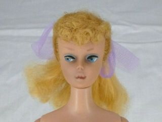 Vtg 1963 Mattel Barbie Ponytail 7 Blonde Doll No Green Ear Needs Tlc