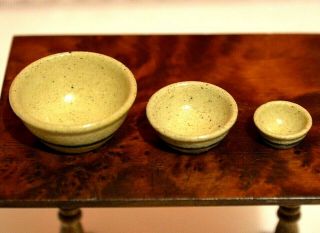 Miniature Mixing Bowls Dollhouse 1:12 Stoneware Artist Jane Graber 1987 2