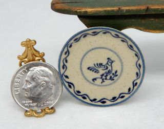 Vintage Jane Graber Stoneware Bird Charger Artisan Dollhouse Miniature 1:12