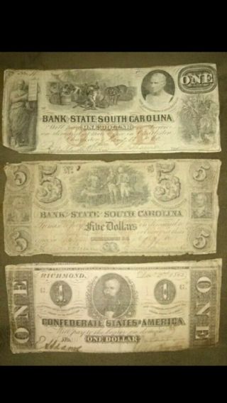 1860s Colonial Currency - South Carolina And Confederate States Of America