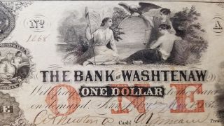 Bank Of Washtenaw 1854 Ann Arbor Michigan $1 Pmg 35 1120 - 11