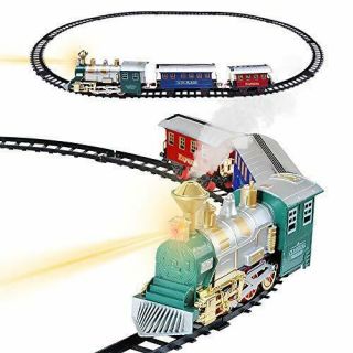 Electronic Classic Train Set For Kids With Headlight,  Realistic Sound,  Smoke,