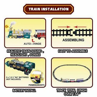 Electronic Classic Train Set for Kids with Headlight,  Realistic Sound,  Smoke, 2