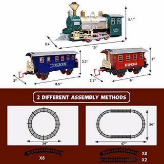 Electronic Classic Train Set for Kids with Headlight,  Realistic Sound,  Smoke, 3