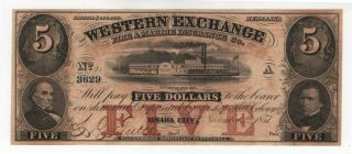 $5 Western Exchange Omaha City Nebraska Obsolete Note Currency Uncirculated