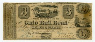 1840 $3 The Treasurer Of The Ohio Rail Road Co.  - Ohio Note W/ Train