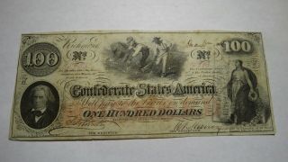 $100 1862 Richmond Virginia Va Confederate Currency Bank Note Bill Civil War T41
