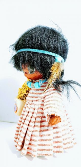Vintage Lil ' Luv Paper Mache Doll PIMA Handmade Native American BIG EYE DOLL 7: 2