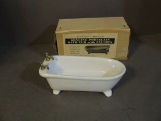 Vintage Miniature Dollhouse Shackman Porcelain Bathtub With Faucets
