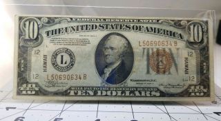 1934 A Frn Hawaii 10 Dollar.