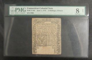 Connecticut Colonial Note 2 Shillings,  6 Pence Fr Ct - 183 Pmg 8 Very Good